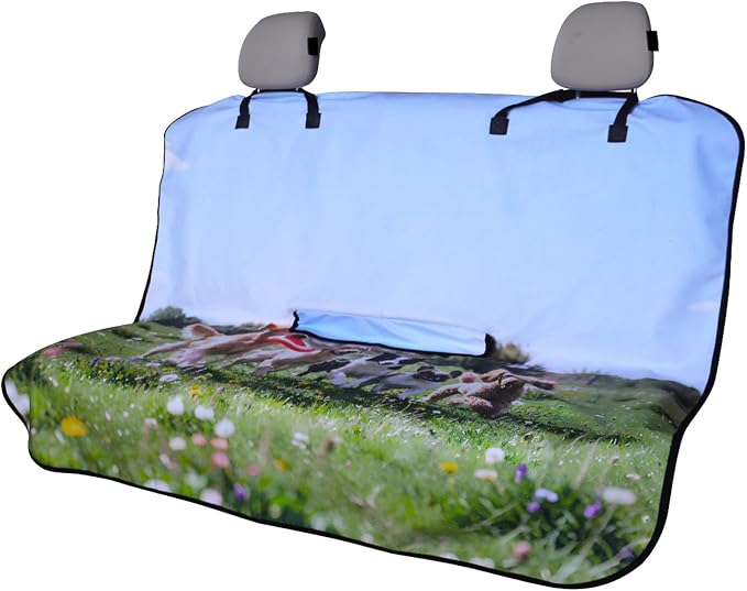 Back Seat Cover for Car Trucks Van SUV Jeep,Waterproof Rear Bench Towel Seat Covers for Dogs and Kids,Automotive Backseat Protector (Dog Print) by LoyaGour