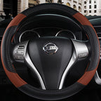 Leather Car Steering Wheel Cover, Universal Fit for Most Cars, Brown | Microfiber Leather,Non-Slip Breathable Auto Steering Wheel Protector - Image 3