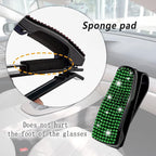 Turcee Set of 2 Bling Rhinestone Car Sun Visor Glasses Holders with Anti-Scratch Sponge,Car Decoration for Women Girls,Ticket Card Clip Visor Organizer (Green) - Image 6