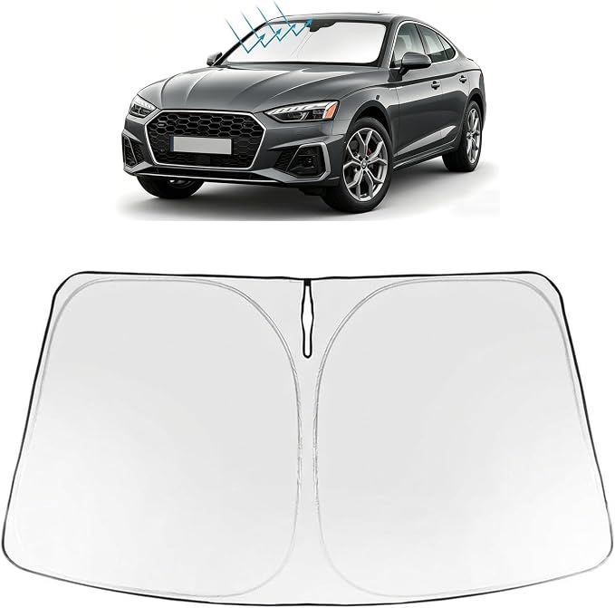 Proadsy Custom Fit 2025-2026 Audi A5 Windshield Sun Shade, Blocks Heat | 240T Heat Shield, Drops Temp 54°F, Blocks 99% UV, Prevents Dashboard Cracking, Summer Parking & Beach Trips, Easy Twist-Fold by Proadsy