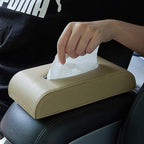 AuMoHall Beige Tissue Box Cover PU Leather Rectangular Tissue Holder for Home Car Office Decor (NO Paper Towel) - Image 8