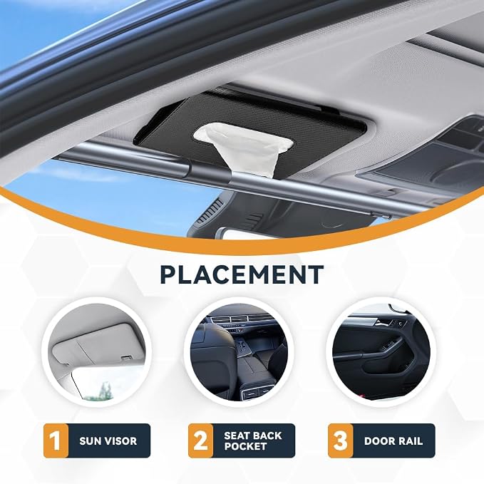 ASUBHA Car Tissue Holder, Sun Visor Organizer, Rectangular Sun Visor Napkin, Visor Accessories Car Napkin Holder Universal for Cars, SUVs, Trucks (Black) - Image 5