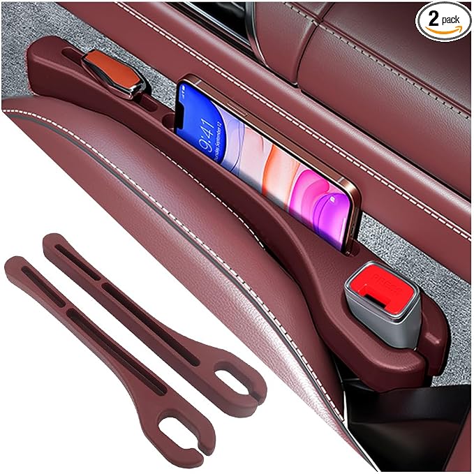 2PCS Car Seat Gap Filler Organizer with Phone Holder,[Upgrade Version] Car Seat Gap Organizer for Prevent Falling,Essential Car Accessories Car Side Seat Gap Filler (Red) by SSNNUU
