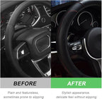 DXNQ Car Steering Wheel Cover, 15 Inch Carbon Fiber Leather Stitching Color Steering Wheel Protector, Anti-Slip Elastic Breathable Steering Wheel Cover Stylish Decor for Most Cars (Black) - Image 4