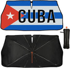 Cuba Flag Cuban Car Windshield Sun Shade Umbrella Bendable Handle Foldable Funny Cuban Flag Sunshade for Car Windshield Block UV Rays Keep Vehicle Cool for Sedans SUV Trucks Cars 57"x30" - Image 2