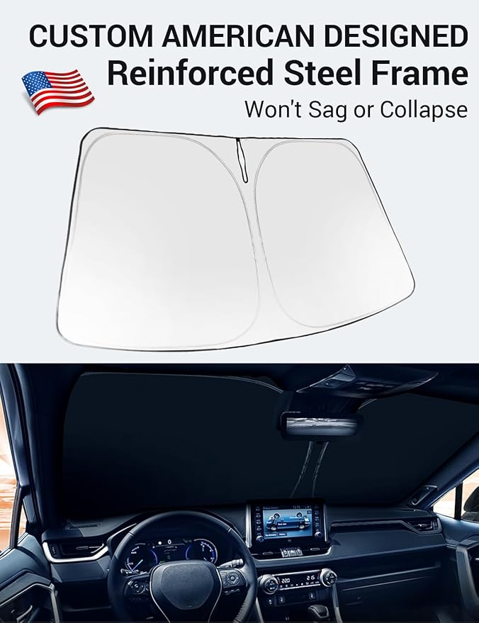 Proadsy Custom Fit 2020-2026 Cadillac CT5 Windshield Sun Shade, Blocks Heat | 240T Heat Shield, Drops Temp 54°F, Blocks 99% UV, Prevents Dashboard Cracking, Summer Parking & Beach Trips, Easy Twist-Fold - Image 2