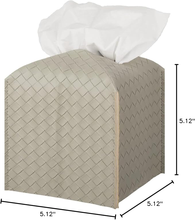 Tissue Box Cover PU Leather Tissue Holder Square Facial Tissue Case Facial Paper Organizer Dispenser for Bathroom, Vanity Countertop, Tabletop, Car, Evergreen | PU Leather，Easy to Fill, Easy Clean, Decorative Cube Tissue Box Holder for Office, Bathroom... - Image 6