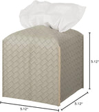 Tissue Box Cover PU Leather Tissue Holder Square Facial Tissue Case Facial Paper Organizer Dispenser for Bathroom, Vanity Countertop, Tabletop, Car, Evergreen | PU Leather，Easy to Fill, Easy Clean, Decorative Cube Tissue Box Holder for Office, Bathroom... - Image 6