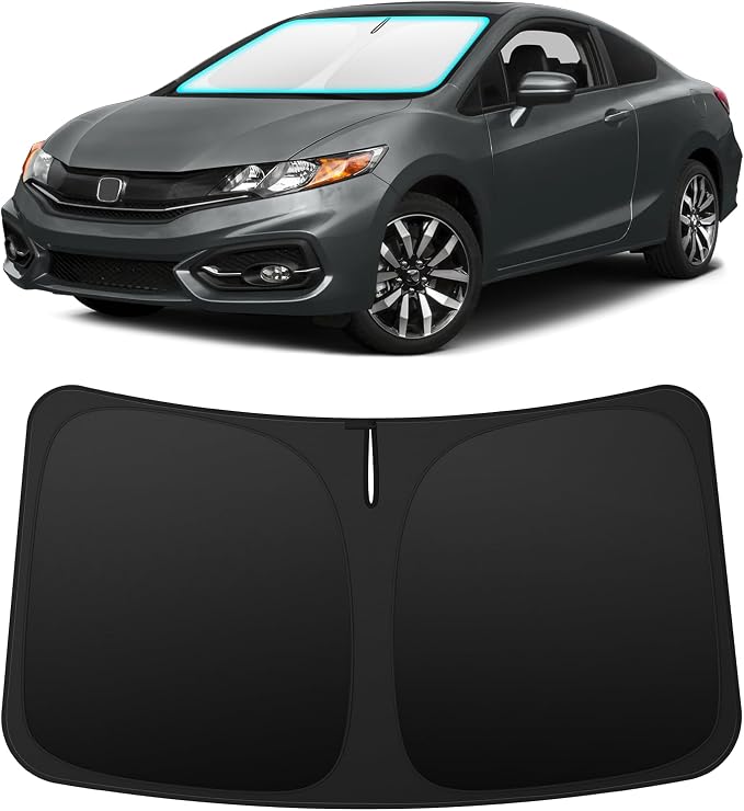 INSAUTO Custom Fit Windshield Sun Shade for Honda Civic 2012-2015 | Foldable Front Window Sunshade Car Accessories, UV & Heat Reflector, Keeps Interior Cool, Includes Storage Bag by INSAUTO