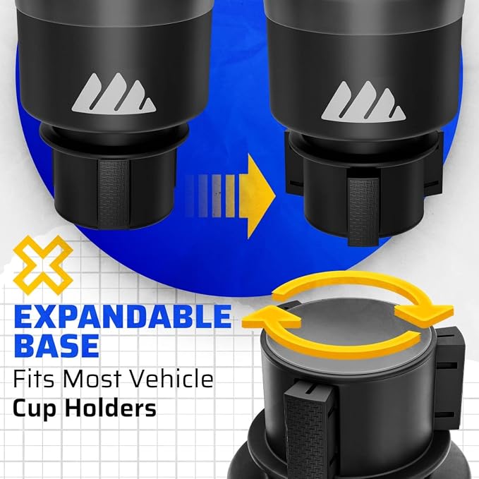 Integral Car Cup Holder Expander for Hydro Flask & Large Water Bottles | Adjustable base with rubber tabs holds most 32-40oz water bottles, Hydro Flask, Nalgene & oversized cups - Image 3