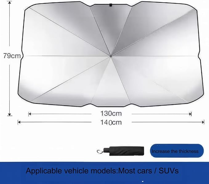 Windshield Sun Shade Umbrella，Foldable Car Window Shades, Automotive Sun Visor Block Heat Insulation Protection, Front Sun Shade for Cars Windshield for Hatchback, Truck, SUV, MPV (56" Lx31 W) - Image 6
