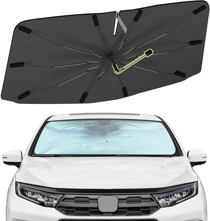 Windshield Sun Shade Umbrella for Honda Odyssey 2018-2025 Front Window | Foldable Sunshade with 360° Rotating Shaft, Custom Fit Car Shades for Odyssey Accessories with UV & Heat Protection by Visufy