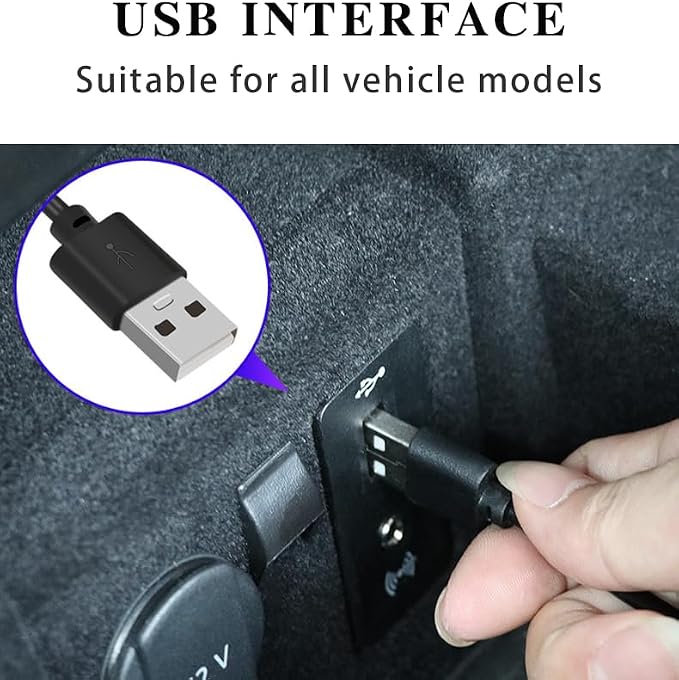 4 in 1 Car Interior LED Ambient Light Kit, Blue | 5 Volt USB power, adhesive install, front and rear cables, fits most cars, SUVs, and trucks, car interior accessories - Image 4