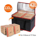 Bodaon Insulated Food Delivery Bag, XX-Large Reusable Grocery Shopping Bags, Picnic Cooler Bag Zipper/Zippered Top Cold, Black with Red Edge, 1-Pack | Reusable Grocery Shopping Bags, Picnic Cooler Bag, Zipper/Zippered Top Cold, Commercial Catering Pizz... - Image 4