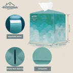 HOMOTEK 2 Pack Tissue Box Cover, Square PU Leather Tissue Holder, Decorative Facial Tissue Cube Paper Organizer Dispenser for Bathroom, Night Stands, Desk, Car 5X5X5'' - Aqua Blue, Pebble Grain - Image 2