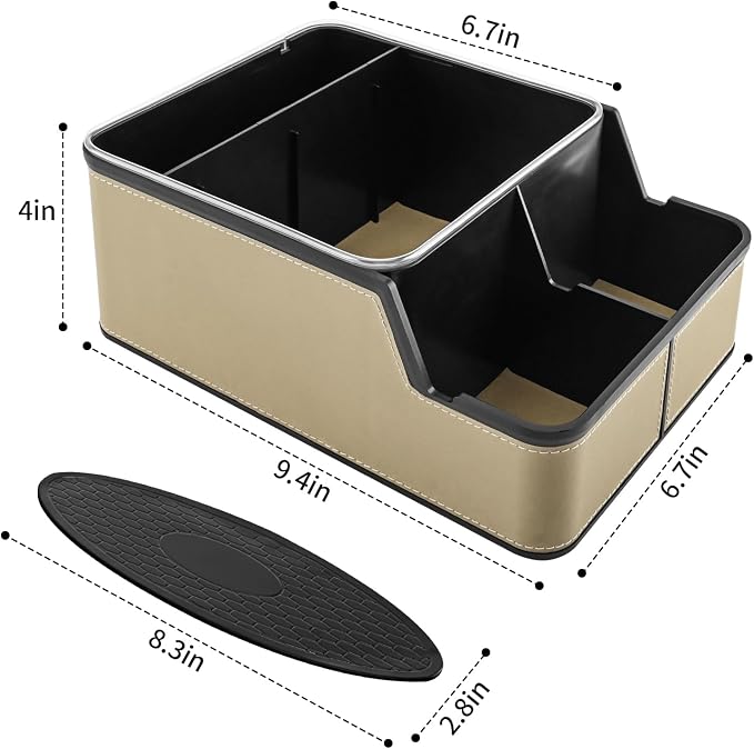 Car Seat Organizer with Compartment,Small Caddy for Car Beige | Armrest Extra Storage Box,Car Front & Back Seat Floor Organizer,Console Organizer Cup Holder for Cars SUVs Pickup Van Truck - Image 8