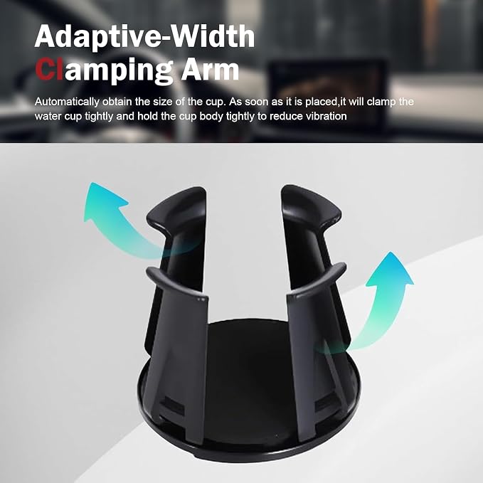 2PCS Car Cup Holder Insert, Auto Cup Holder Expander with Adaptive Clamping Arm, Self-Adhesive Adjustable Vehicle Cup Holders, Universal Expanding Drink Holders Adapter for Sedan, Truck, SUV - Image 4