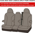Car Seat Covers Custom Fit for 2021-2026 Toyota Sienna LE,XLE (8-Seater) Van,2nd Row Bench w/Removable Middle Seat,Breathable UV-Resistant Polyester Seat Protector (Full Set,Gray) - Image 2