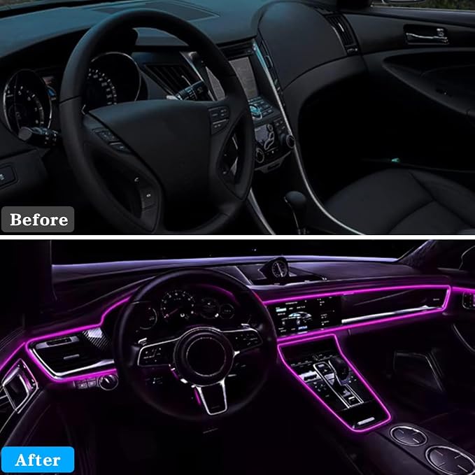 EL Wire Car Interior LED Strips Lights, 16FT 5V USB Auto Neon Light Strip, Electroluminescent Vehicle Interior Ambient Lighting Decor Accessories, Universal for RV, SUV, Truck (Purple) - Image 5