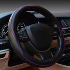 Gomass Car Steering Wheel Cover, Anti-Slip, Safety, Soft, Breathable, Heavy Duty, Thick, Full Surround, Sports Style (Black with Purple line) by Rsept