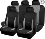 Flying Banner Car Seat Covers Front Seats Rear Bench Polyester car seat Protectors Easy installations Rear Bench Split Classic man Lady Truck (Full Set - Low Back, Black Gray) by FlyingBanner