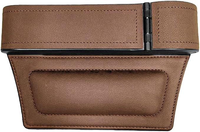 Car Seat Gap Filler Organizer with Cup Holder Expander, Leather Console Seam Filler Storage Box, Auto Front Seat Gap Organizer for Phones Keys Glasses, Universal Fit (Brown Passenger) - Image 7