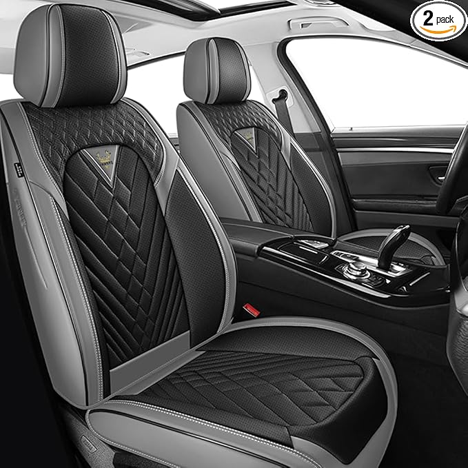 Fit for Toyota Corolla Seat Covers 2001-2026,Premium Leather, 360° Full Protection, Thick Padding & Memory Foam, Waterproof & Stain-Resistant Car Seat Cover Front Set (2 Seat,Gray&Black) by Unknown