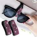 Set of 2 Bling Rhinestone Car Sun Visor Glasses Holders with Anti-Scratch Sponge,Car Decoration for Women Girls,Ticket Card Clip Visor Organizer,Universal Rhinestone Auto Accessories (Pink) by Turcee