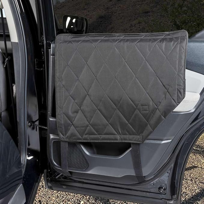 4Knines Heavy-Duty Car Door Protector for Dogs, Waterproof Large Black | 24"W x 20"L; set of two door guards with top and bottom attachment points for secure fit; installs in 60 seconds. - Image 4