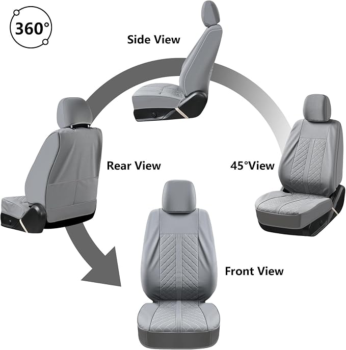 Truckiipa Seat Covers Full Set for Toyota Tacoma, Waterproof Leather Fully Covered Truck Seat Covers Fit for 4th Gen 2024 2025 2026 Toyota Tacoma Double Crew Cab, Full Set, Gray - Image 8