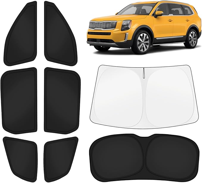 KUST Car Window Shades for Kia Telluride 2020-2025 2026 Windshield Sun Shade Side Window Cover UV Block Privacy Protection Telluride Accessories for Camping Blackout Rear Back Full Set 8PCS by KUST