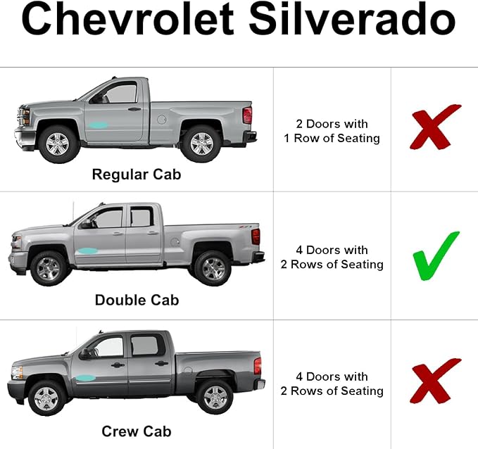 Rear Side Sunshade (2PCS) for 2019-2026 Chevrolet Silverado 1500 Double Cab | Pickup Truck - 4Dr Double Cab | UV Reflector Sun Protector Privacy Multi-Layer Insulated Blockout Accessories [Made in USA] - Image 2