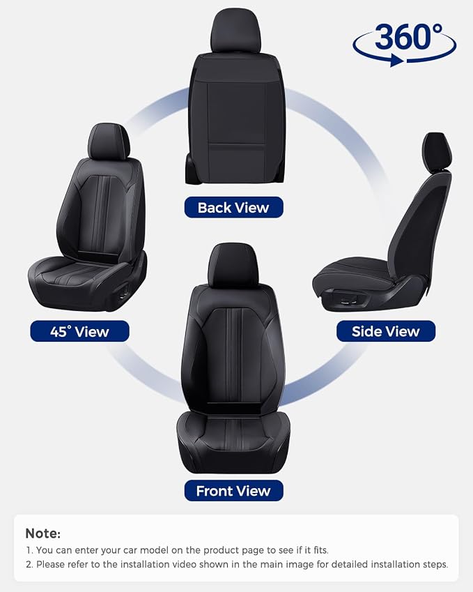 Huidasource Seat Covers, Luxury Faux Leather Car Seat Cover, Velcro Adjustable, with Airbags, Seat Belts, Thinning Design Perforation Cooling Heating Universal Fit for Most Cars Vans Trucks SUVs Black - Image 8