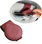 OFBAND Magnetic Sunglass Holder for Visor, PU Leather Car Organizer, Universal Accessory (Wine Red) by OFBAND