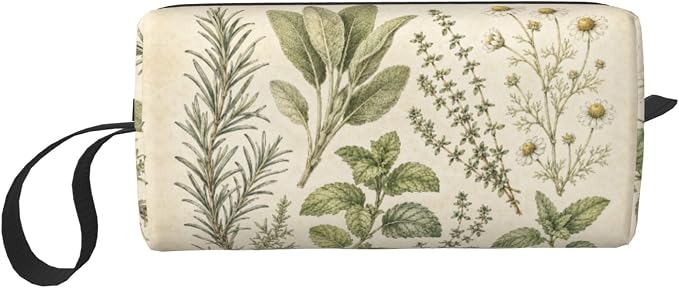 Botanical Small Makeup Bag, 600D Oxford Cosmetic Pouch for Women | Botanical Cosmetic Bag, Double-Sided Printed Toiletry Pouch with Foam Padding for Women, Travel, Gym, Weekend and Daily Use by OLUSENMO