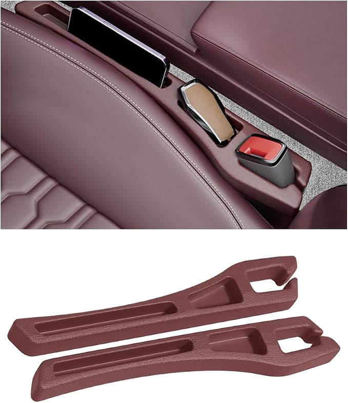 Car Seat Gap Filler, 2PCS No Drop Vehicle Seat Side Gap Seam Filler Plug Blocker with Storage Slot, Automotive Interior Console Side Pocket Organizer, Universal for SUV RV Truck (Red) by Ywdiml