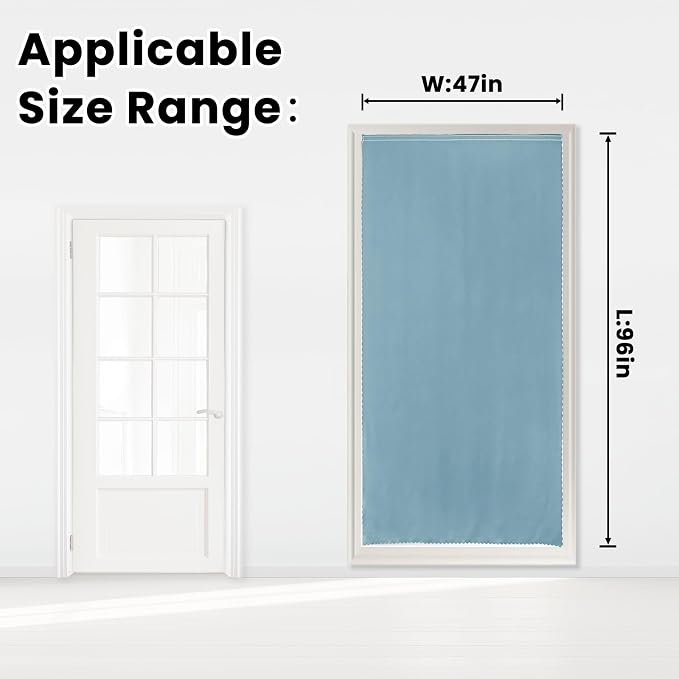 Self Adhesive Curtains, Portable Blackout Curtains Fabric Curtains for Living Room No Drilling, 47" W X 96" L, Lake Blue, 1 Panel - Image 7