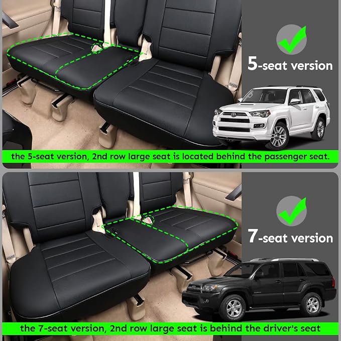 EKR Car Seat Covers Custom Fit for Toyota 4Runner(5 Seats) Full Set | for Toyota 4 Runner 2010-2024 Seat Covers for SUV,Airbag Compatible,Pet-resistant,Faux Leather(Black with Red Piping) - Image 2