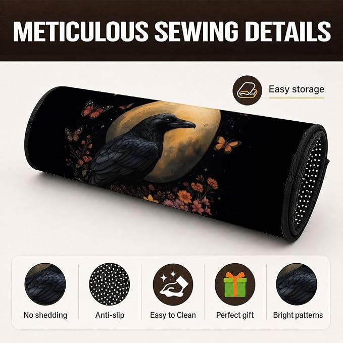 Car Trunk Mat for SUV, 31"x47" Moon Raven Dark Cargo Liner Protector | All Weather Universal Cargo Liners for Dogs, Car Accessory for SUVs/Sedan/Wagons, Durable Non-Slip Washable Rear Cargo Mat - Image 3