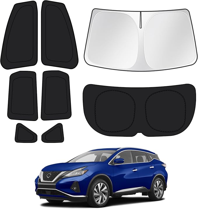 Canvcle Window Shades for 2015-2024 Nissan Murano Accessories Windshield Sun Shade Side Rear Window Covers Sunshade Sun Visor Shield Privacy Protection for Camping Keep Vehicle Cool Black 8PCS by Canvcle