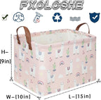 FXOLCSHE Rectangular Pink Alpaca Basket,Collapsible waterproof nursery laundry basket,Toy nursery, kids clothes gift basket with handles,Kids Room Decor(Alpaca) - Image 7