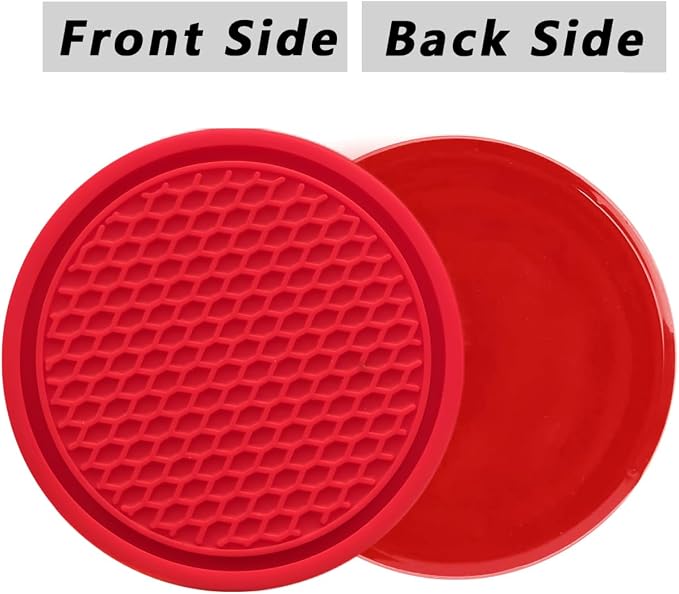 ZSDY Car Cup Coaster, 4PCS Universal Auto Non-Slip Cup Holder Embedded in Ornaments Coaster, Car Interior Accessories Sets, Red - Image 5