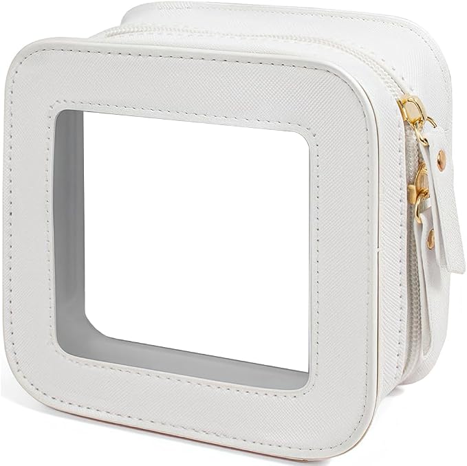 Small Clear Makeup Bag for Women, Mini Cosmetic Bag Portable Makeup Pouch Organizer with Zipper Waterproof Travel Cosmetic Case Cute Travel Toiletry Bag Car Organizer for Essentials by FFpaw