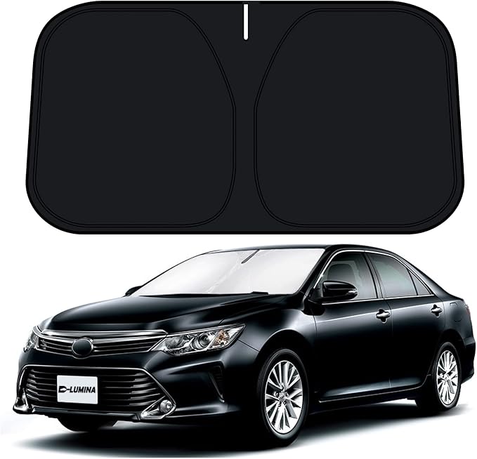 D-Lumina Windshield Sun Shade for 2018-2024 Toyo-ta Camry Accessories (LE XLE Hybrid SE XSE), Front Window Sunshade Sun Visor Protector Block UV Rays Heat, Foldable 2 Layers 210T Material by D-Lumina