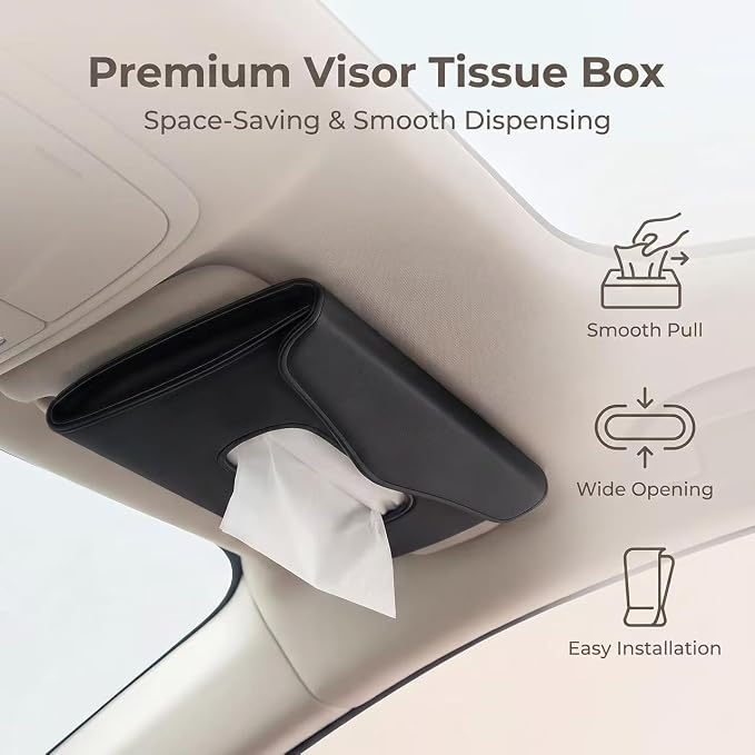 Car Tissue Holder for Visor, Won’t Block Vanity Mirror | Sits Flush on Most Visors,No Clips, No Visor Marks,Smooth One-Hand Tissue Access,Choose Your Own Tissuesps - Image 5