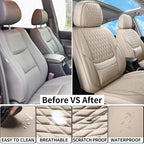 Car Seat Covers Full Set Custom Fit For Toyota Corolla 2001-2026, Beige | Lumbar Support, Premium Faux Leather, Breathable, Anti-Slip, Airbag Compatible, Waterproof, Car Seat Protectors, 2 Row-5Seat - Image 5