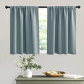 RYB HOME Short Dusty Blue Blackout Curtains for Small Bedroom Window Cafe | Thermal Insulating, UV Blocking, Privacy Protection, Drapes/Tiers for Basement Garage Bathroom, W42 x L36, 2 Panels by RYBHOME