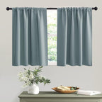 RYB HOME Short Dusty Blue Blackout Curtains for Small Bedroom Window Cafe | Thermal Insulating, UV Blocking, Privacy Protection, Drapes/Tiers for Basement Garage Bathroom, W42 x L36, 2 Panels by RYBHOME