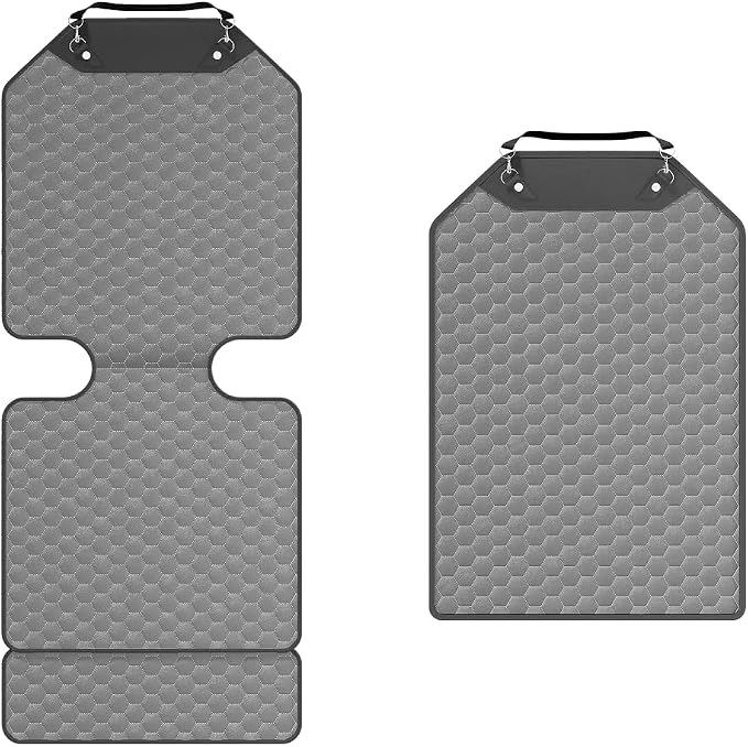 Kick Mat Back Seat Protector - Car Back Seat Cover for Kids Feet - Waterproof & Sturdy Protector for Upholstery from Dirt, Mud, Scratches and Stain (Gray Set) by OwleysCarAccessories
