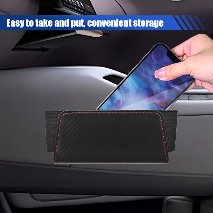 Car Seat Side Storage Pocket, Leather Foldable Auto Door Storage Box, Waterproof Car Trash Can Organizer, Multifunctional Vehicle Interior Accessory for Phone, Glasses, Key, Card (CarbonFiber) - Image 4